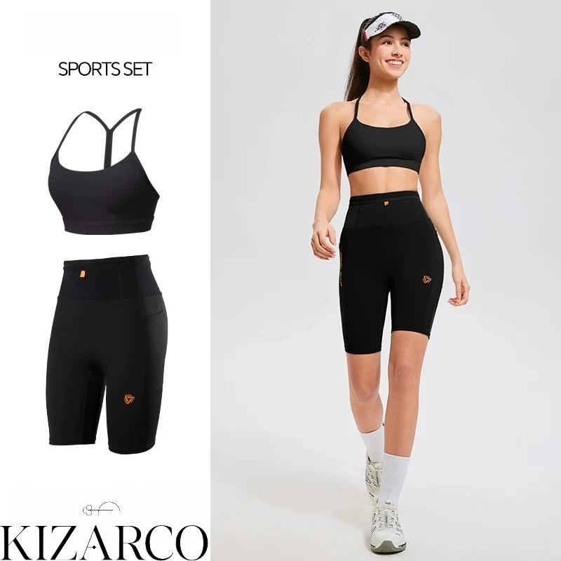 Crossfit Fitness Gear - フィットネススーツ レディース クロスバック スポーツブラ ハイウエスト サイクリングショーツ