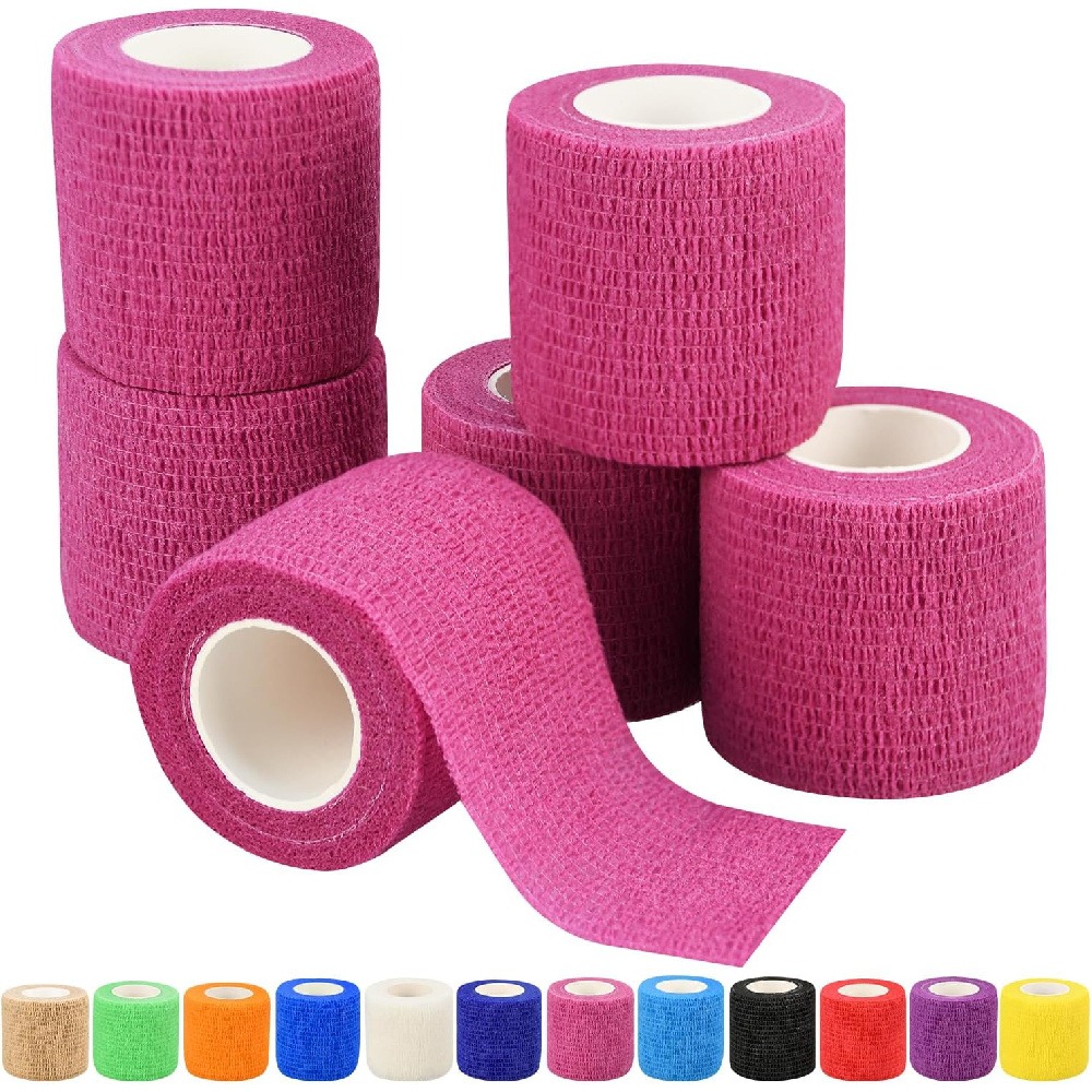 Finger Tape Athletic - 2個入り自己粘着性コヒーシブ包帯ラップ、2.5cm X 4.5m 通気性のある弾性不織布テープ、スポーツ用アスレチックラップ、指用テープ、医療用応急処置テープ、ペット用自己粘着包帯