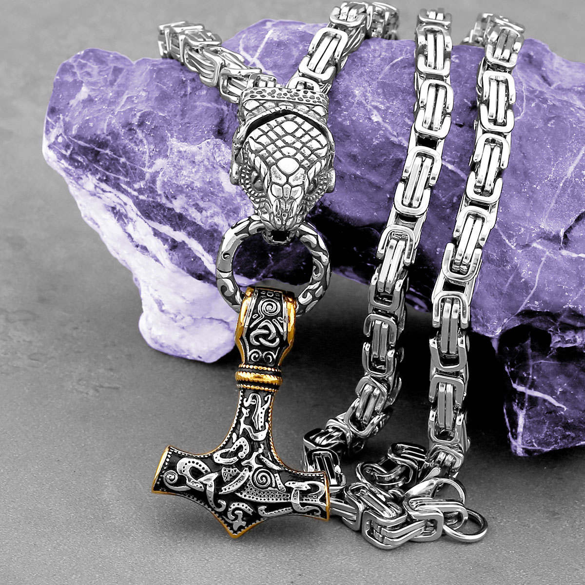 Battle Rope Anchor - ヴィンテージステンレススチールペンダント,メンズネックレス,スネーク,ファッション,ハンマー,アクセサリー,卸売