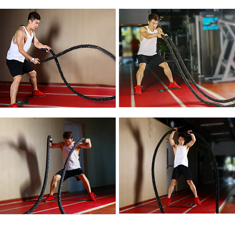 Crossfit No Equipment - プロ仕様9M/12M/15Mバトルロープ、ヘビーデューティークロスフィットジムフィットネストレーニング機器、筋力、有酸素運動、ホームジムワークアウト用